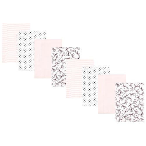 Image of Hudson Baby Cotton Poly Flannel Burp Cloths Multipack, Pink Bows 8-Pack, One Size