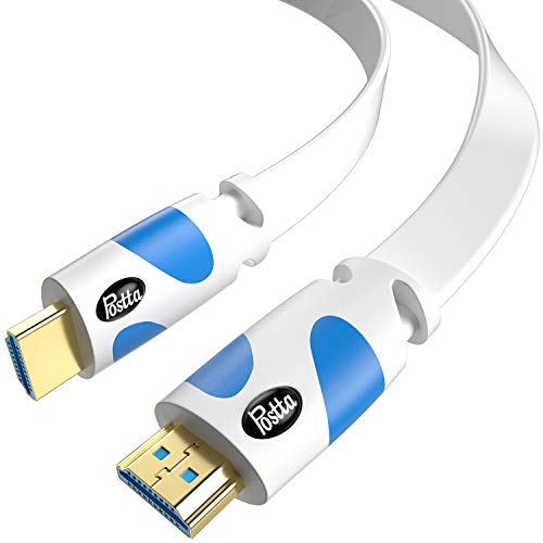 Cable HDMI plano Postta de 9m con soporte 4K para conectar tu televisor y consola en blanco