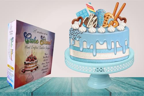 Image of Non Revolving Cake Stand Pedestal 9 inch Diameter (Top), Strong Metal (Sky Blue)
