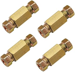 3/16" brake Line Brass Nut Fittings Set,4 Unions & 8 Nuts for SAE Inverted Flaring Brake Pipe (4.75mm)