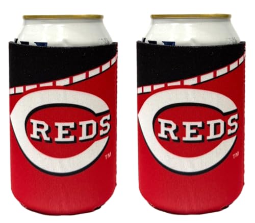 MLB Baseball Can & Bottle Holder Insulator Beverage Cooler (Cincinnati Dual Collapsible Can 2-Pack (Reds))