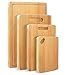 Bamboo Cutting Board Set of 4 Multi Size Multifunctional Kitchen Cutting Boards Kit for Food Prep with 1Pc Sharpener and Fruit Knives
