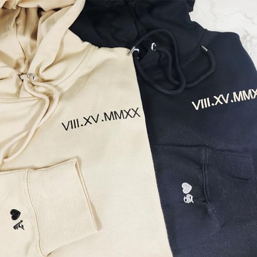 Pamaheart Custom Embroidered Roman Numeral Hoodie - Matching Hoodies, Couple Sweatshirts, Gifts for Her, Him, Valentines Day3