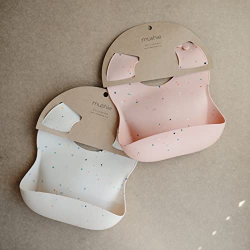 Image of mushie Silicone Baby Bib | Adjustable Fit Waterproof Bibs (Vanilla Confetti)