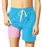 Belovecol Swim Trunks Size 10-12 Boys Compression Liner Bathing Suits Blue Pink Solid Swim Shorts Summer Beach Fashion Swimming Trunks