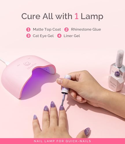 Image of MelodySusie Mini LED UV Nail Lamp with Lightweight Design, P-ART06F Nail Dryer with Simple Button Control Cures All Soft Gels at Home, Especially Half-Cured Gel, Base Coat & Top Coat Pink