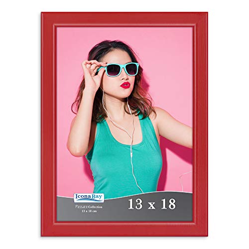 Icona Bay 13x18 Marco de fotos rojo, marco de estilo escandinavo de madera maciza de colores para fotos, colección Pizzazz