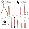 Nail Clippers and Beauty Tool Portable Set, Rose Gold Martensitic Stainless Steel Manicure Set 12 in 1, with Pink Leather Bag, Suitable for Home, Workplace, Outdoor Travel, Gift Giving, Salon.