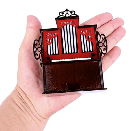 Dselvgvu Wooden Miniature Pipe Organ with Case Mini Musical Instrument Pipe Organ Replica Collectible Figurines Dollhouse Accessories Model Home Decoration Display Ornament (4.65\"x3.91\"x1.51\") - Thumbnail 3