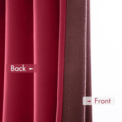 Image of MIULEE Berry Blackout Velvet Curtains Drapes 90 Inch Long 52 inchx90 inch Bedroom | Luxurious Bedroom Living Room Decor, Room Darkening, Thermal Insulated, Rod Pocket Design, Super Soft Fabric