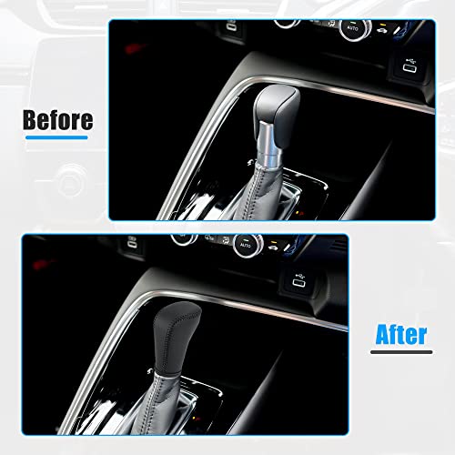 X Autohaux Black Car Interior Faux Leather Gear Shifter Shift Knob Cover Transmission Shift Boot Lever For Honda Accord 2018-2022 Black Stitches #TOP2