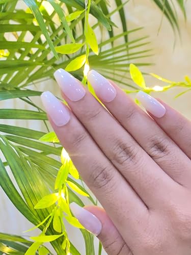 Image of 24 Pcs Reusable Artificial Nails Fake Nails with Glue and Kit|Milky Dream High Shine Press On Nails | ABS Material UV Protected Long Lasting Finish | Reusable Customizable Nail Kit |Long Coffin Nails