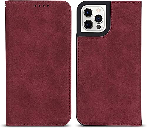 Étui pour iPhone 13 Pro Max rouge antichoc avec fentes pour cartes