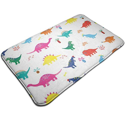 719 Tapis D'Entrée Antidérapant Dinosaure Coloré Tapis De Porte Antidérapant Antidérapant Tapis De Porte Lavable en Machine Paillasson D'Extérieur pour Salle De Bain, Porte D'Entrée, 40X60Cm Cover