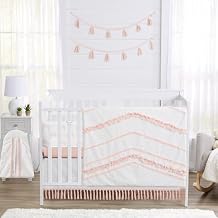 Sweet Jojo Designs Boho Bohemian Girl Baby Crib Bedding Set Infant Nursery Room BreathableBaby Breathable Mesh Crib Liner 6p Blush Pink White Farmhouse Shabby Chic Designer Modern Geometric Arrow Tuft