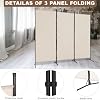 PayLessHere 3-Panel Folding Privacy Screen, 6 Ft Portable Room Divider for Separating Spaces,102 W x 70 H Freestanding Partition Room Panel (Beige)