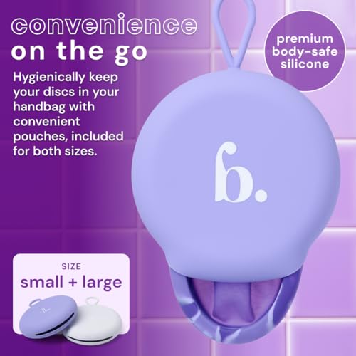 Image of Bodyotics Reusable Menstrual Disc - 2 Pack (S & L), Purple | Leak-Proof Alternative to Cups, Tampons & Pads for Light or Heavy Flow; Body-Safe Silicone with 12 Hour Wear