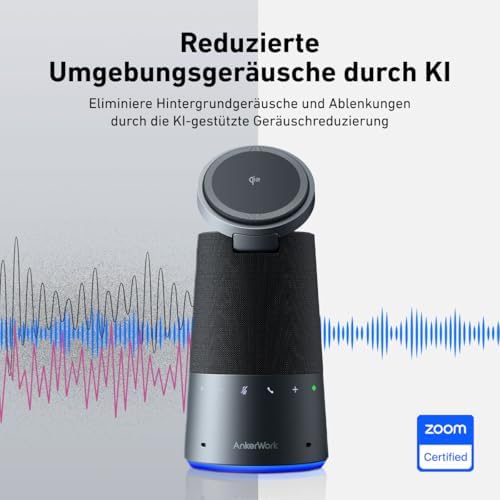 Bild 1 - AnkerWork S600 All-in-One Freisprechanlage, Bluetooth-Lautsprecher mit Mikrofon, Qi2 15W kabelloses Laden, KI Geräuschunterdrückung, 70° magnetischer Handy-Ständer, 360° Sound, 16h integrierter Akku