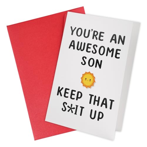 Birthday Cards for Son, 8.15x0.06x5.31in Lovely Happy Birthday Card with Envelope Special Ideas Greeting Cards for Son Stepson Adult Unique Birthday Card from Mom Dad Parents
