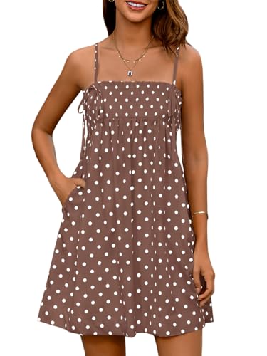 Yousify Women's Spaghetti Strap Babydoll Mini Dress Summer Casual Ruffled