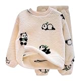 [Avarrerog] ベビー服 男の子 90 秋冬 パジャマ キッズ 長袖 女の子 裏起毛 トップス パンツ 上下セット モコモコパジャマ 暖かい 熊の柄 かわいい 子供服 丸襟 厚手 フランネル プルオーバー ズボン あったかパジャマ 部屋着 寝間着 ベビー服 男の子 80 パジャマ キッズ 女の子 冬 ベビー服(ベージュ,130)