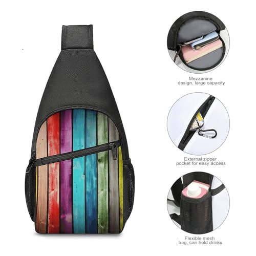 Bolso Sling para Hombre y Mujer Colorido con Tablas de Madera miniatura 4