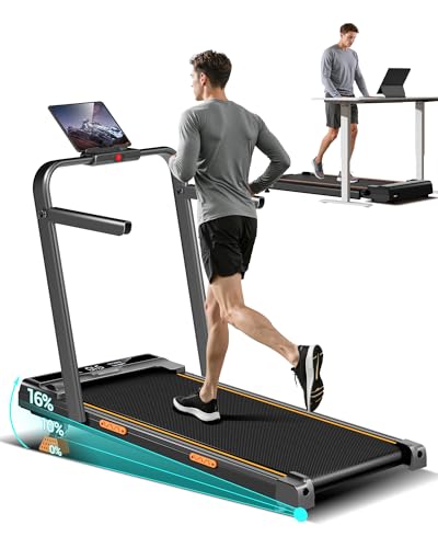 UMAY Tapis de Course Pliable Inclinable 16%, 10KM/H Tapis de Marche Pliable Inclinable, avec Affichage LED, télécommande, 3.0 CV Treadmill Walking Pad, Tapis...