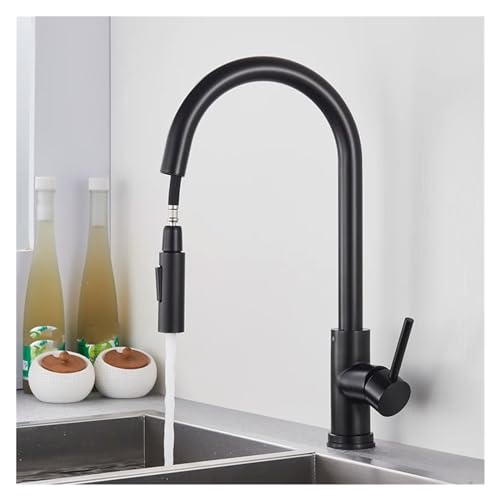 Robinet de cuisine noir extractible avec mitigeur eau chaude et froide orientable à 360° - 5