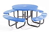 COATED OUTDOOR FURNITURE TRD-LBL Top Round Portable Picnic Table, 46-inch, Light Blue