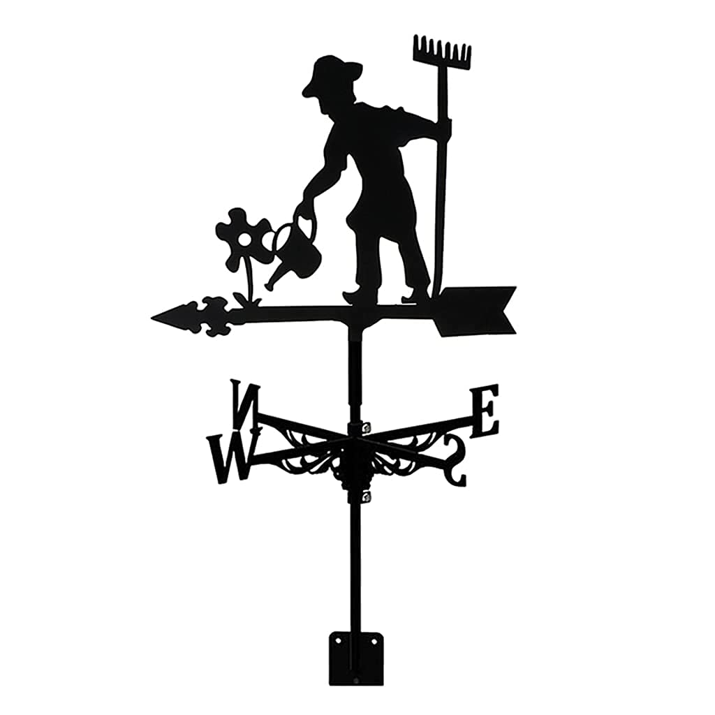 Girouette de Jardin Exterieur, Weathercock Wind Direction Indicator, Girouette en Métal de Toit, Girouette Faucheuse Rétro Ferme (Jardinier)