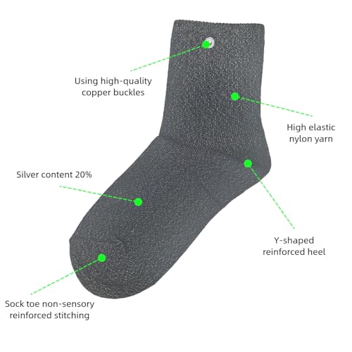Image of Grounding Socks, Conductive Silver Fiber Socks,Release Static Electricity,Black 1 Pair(Includes 2 Grounding Wire)