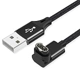 AGVEE 1.5ft Short Charger for Garmin Watch, L-Shape Charging Cable for Fenix, Forerunner, Vivoactive, Instinct, Venu, Tactix, Approach, D2, Quatix Series, Right Angle Braided, Black