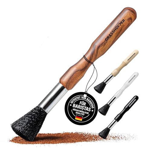 Grasshopper Barista Pinsel - Veganer Reinigungspinsel Kaffeepinsel (modernes Holz Design) für:...