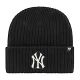 offizielle Lizenzware \'47 MLB New York Yankees NY N.Y. Mütze Beanie Black Thick Cord Logo Cuff Knit Wintermütze Wollmütze