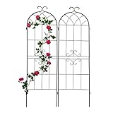 eLeGreen 2 Pack Metal Garden Trellis 19.7''x 71'' Rustproof Climbing Plant Support Metal Rose Trelli