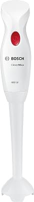 Bosch Frullatore a Immersione MSM14000, 400 W, Impugnatura Ergonomica, Facile da Usare, Piede Mixer Rimovibile e Lavabile in Lavastoviglie, Bianco, Rosso