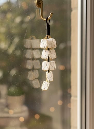 Image of White Tourmaline Crystal Rough Tumble Chunks, Natural Stone for Protection, Vastu Correction, Negative Energy Shield, Evil Eye Protection, Hanging Ornament (White)