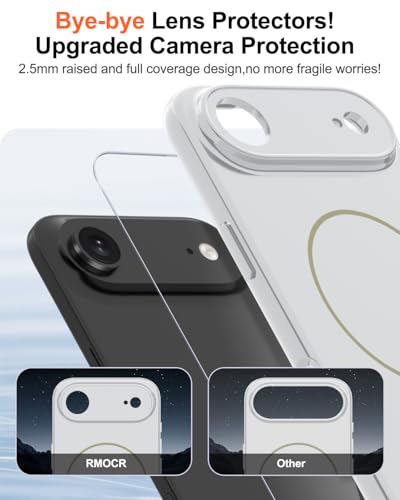 Image of Magnetic for iPhone Air Case,Shockproof Matte Cover,White | with Screen Protector,Compatible with MagSafe,Military Grade Drop Protection,Full Camera Protection,Non-Slip Design Case