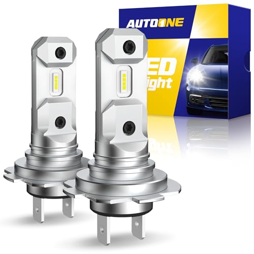 AUTOONE H7 LED Light Bulbs, Super Brightness 6500K White Light,1:1 Mini Size H7/H7LL Fog Light Bulbs for Night Driving, No Adapter Required, Non-Polarity Plug-N-Play, Pack of 2