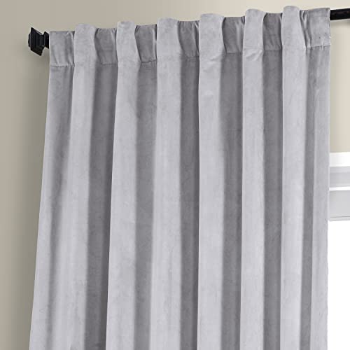 Image of HPD Half Price Drapes Signature Plush Velvet Blackout Curtains for Bedroom (1 Panel), 50W X 96L Hotel Black Out Curtains for Living Room, Thermal Insulated Blackout Curtains for Windows, Concrete Grey