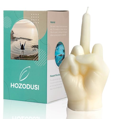 Hozodusi Middle Finger Scented Candle Retro Funky Apartment Decor Aesthetic Pine Fragrance Soy Wax Hand Gesture Cute Candles Trendy Cozy Unique Fun Decor for House Home Room and Bedroom
