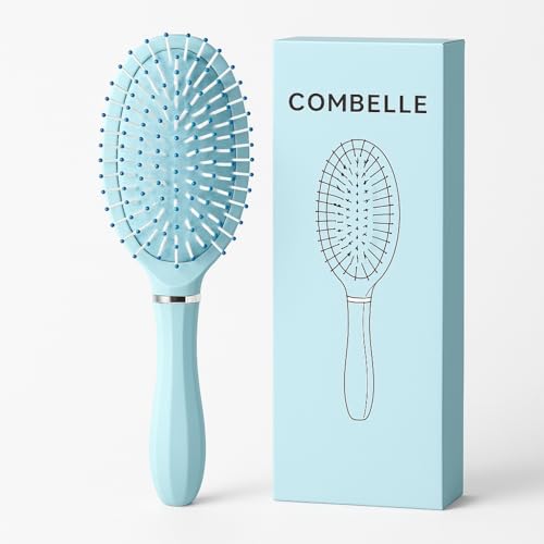 Image of COMBELLE Hair Brush for Women & Men - Detangling, Anti-Static, Scalp Massage Paddle Brush - Soft Bristle Plastic Hair Brush for All Hair Types - Straight, Curly, Frizzy & Wet Hair