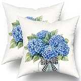 Uynfident Juego de 2 fundas de almohada de hortensias de 20 x 20 pulgadas, patio