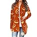 Cardigan da donna di Natale Halloween Aperto davanti maglione gatto zucca pupazzo di neve manica lunga capispalla cappotto casual, Arancione, 4X-Large