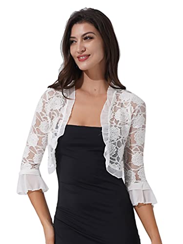 YiZYiF Cardigan Donna Pizzo Floreale Bolero Top