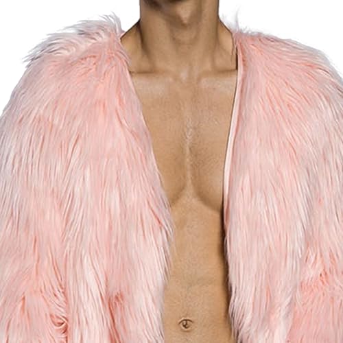 Mens Open Front Faux Fur Long Coat Warm Solid Color Cardigan Furry Overcoat Winter Fashion Thicken Fluffy Outwear2