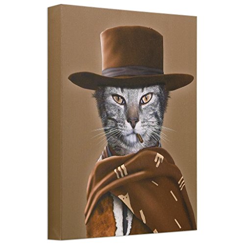 Empire Art Direct Pets Rock Western Graphic Wrapped Cat Canvas Wall Art, 20" X 16" X 2", Ready To Hang #TOP1