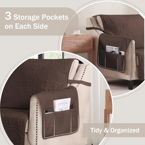 Image of Soft Couch Cover 2 Cushion Sofa, Water-Repellent Sofa Slipcovers for Loveseat, Machine Washable Love Seat Quilted Couch Covers, Pet Friendly Loveseat Slipcovers (Loveseat 56 inch, Chocolate)