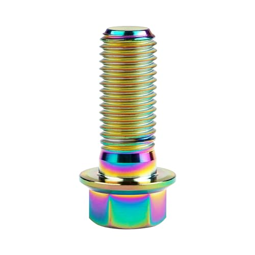 Image of Titanium Bolt Hex Small Flange Head M12x30mm Pitch 1.25, Rainbow | 30 35 40 45 50 55 60 65 70 75 80 85 90mm 1.25 /1.5mm Pitch Screws for Motorcycle Car Modification Pack of 4
