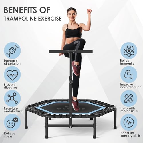 CLORIS 45in Trampoline Rebounder Max Load 450lbs Fitness Trampoline with Adjustable Foam Handle for Adult, Best Gift for Adult - Image 5